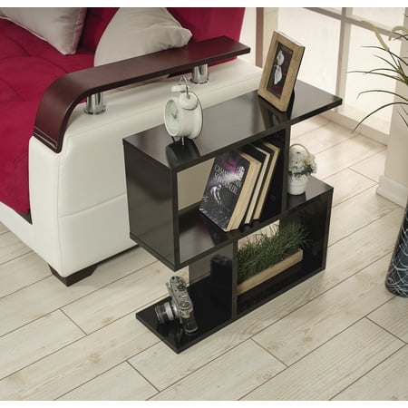Alphani Rectangle 4 Shelves End Table, Narrow Chairside Table, 23 inch Skinny End Table for Living Rooms , Black