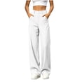 thumbnail image 2 of ClodeEU Women's High Waist Wide Leg Pants,Solid Color Loose Casual Trousers with Pockets ,Women's Plus L, 2 of 7