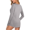 thumbnail image 2 of Túnica de mujer con cuello en V y botones Henley Camisas de manga larga sueltas pulóver Tops camiseta blusa de salón para mujer, 2 of 2