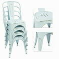 thumbnail image 6 of Lacoo Set of 4 Distressed Style Stackable Kitchen Dining Bistro Cafe Metal Chairs, Dream Blue, 6 of 7