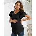 thumbnail image 2 of Women's Maternity Tops Flying Short Sleeve Stylish T Shirt Casual Pregnancy Blouse, 2 of 5