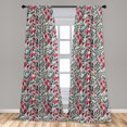 thumbnail image 5 of Ambesonne Retro Curtains, Colored Boho Flowers Leaf, Pair of 28"x95", Grey and Hot Pink, 5 of 5