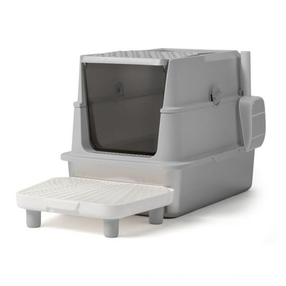 Stainless Steel Cat Litter Box, Extra Large Covered Cat Litter Box, Metal Kitty Litter Box with Lid & Filter Pedal, Anti-Leakage, Easy Clean