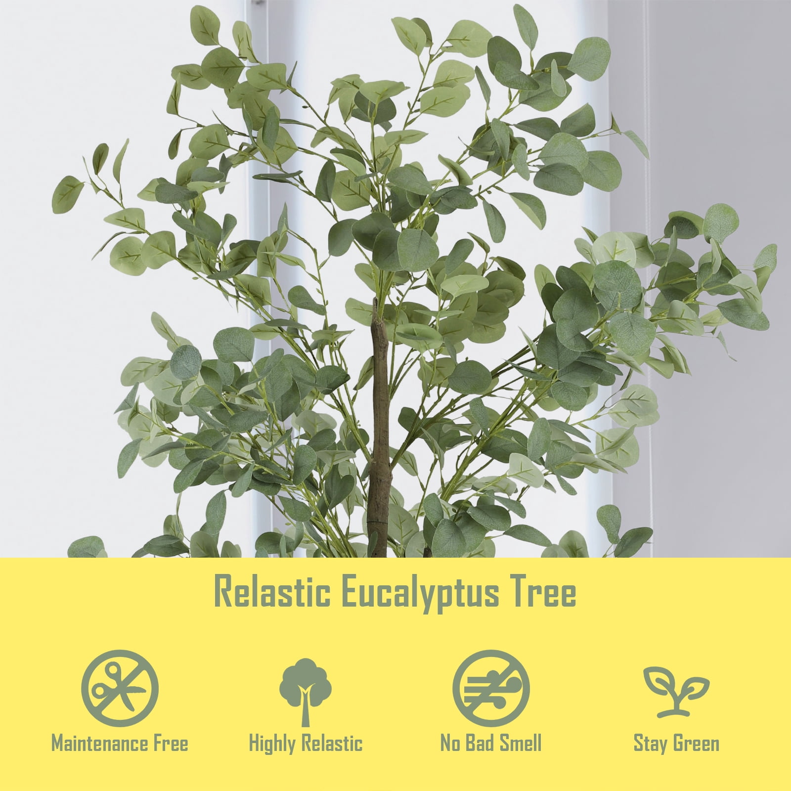 Indoor Faux Artificial Eucalyptus Tree, 6ft