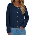 thumbnail image 3 of Suéter PRETTYGARDEN Azul Marino Cardigan Abotonado de Manga Larga Talle S, 3 of 8