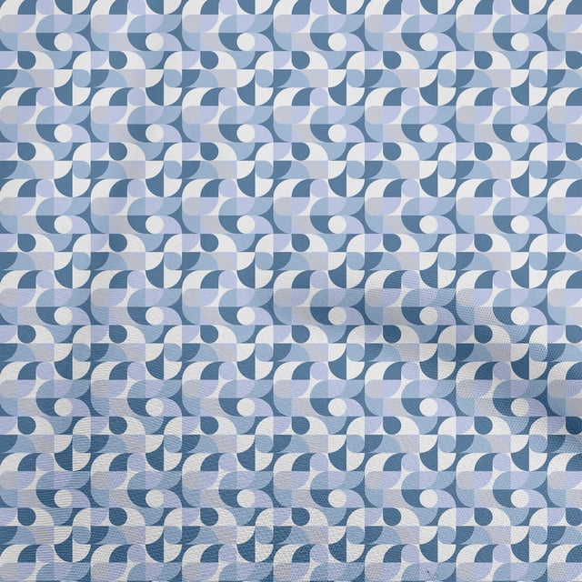 oneOone Georgette Viscose Medium Blue Fabric Geometric Sewing Material Print Fabric By The Yard 42 Inch Wide
