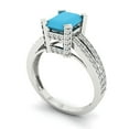 thumbnail image 2 of 2.35 ct Emerald Cut Simulated Turquoise Solitaire with Accents Engagement Ring for Women in 18K White Gold, 2 of 5