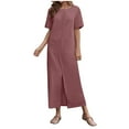 thumbnail image 2 of Robes pour Femmes 2024 Été Surdimensionnée Poche Décontractée Ample Col Rond Manches Courtes Longue Robe 50 % de Rabais Liquidation!, 2 of 6