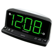Sharp Alarm Clock with Night Light - Easy to See Large Numbers, Loud Beep Alarm, Green LED Display