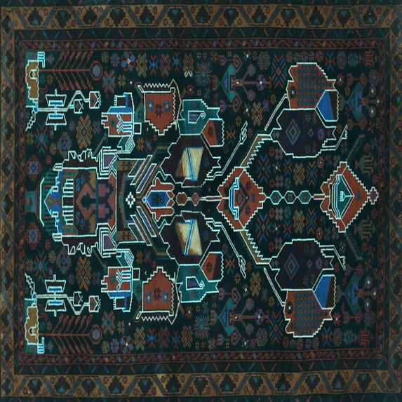 Ahgly Company Indoor Square Persian Light Blue Traditional Area Rugs, 6' Square