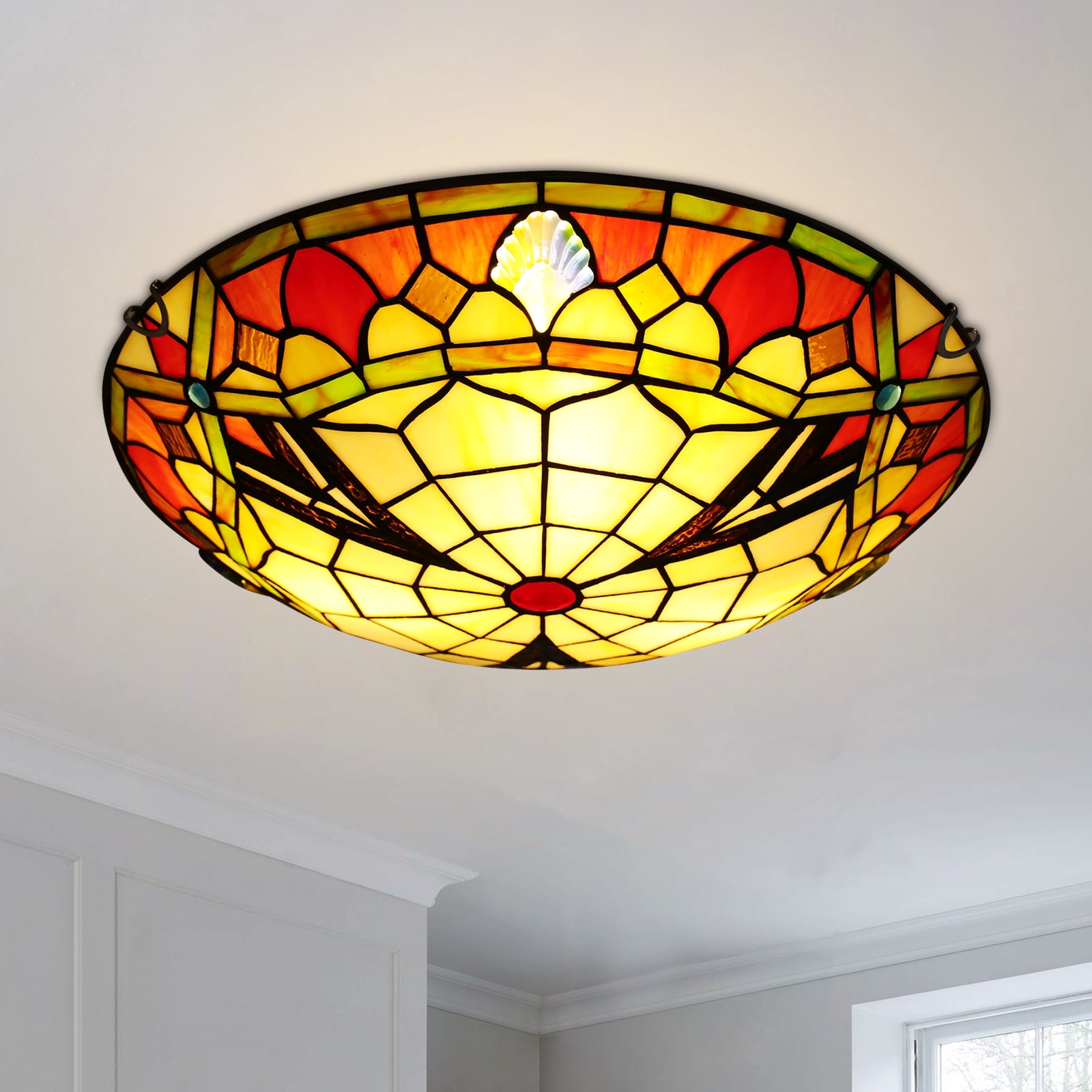 Stained Glass Ceiling Light, Ceiling Light Fixture for ‎Indoor 15.74*4.72in