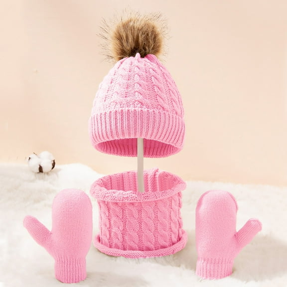 TYGHBN Winter Kids Hat Scarf Glove Set Knit Lined Neck Warmer Mittens for Toddler Boys Girls Gloves Scarf Set for Boys Scarf Gloves Hat Set for Women Scarf Hat Gloves Hat Gloves Set Hat Gloves Scarf