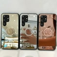 thumbnail image 5 of Allytech Mirror Case for Samsung Galaxy S23 Ultra for Girls Women Makeup, Bling Rhinestone Ring Holder Finger Grip Kickstand Cover, Full Body Protection Precise Cutouts Shockproof Case - Rosegold, 5 of 10
