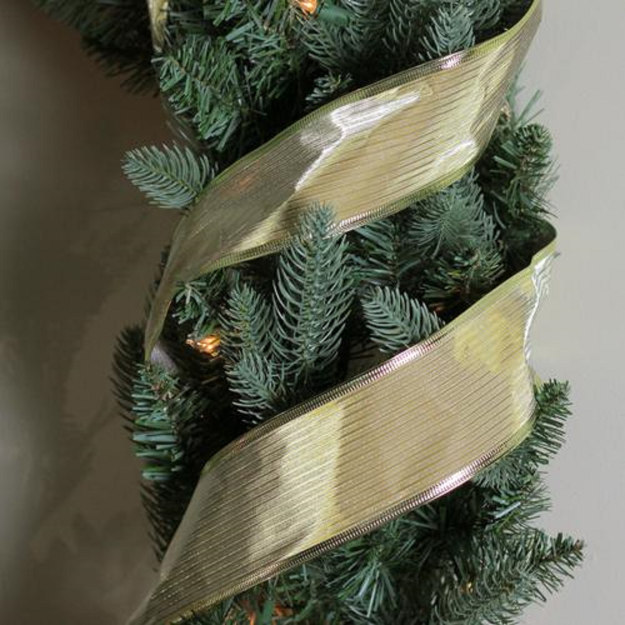 Northlight Shimmery Gold Horizontal Striped Christmas Wired Craft Ribbon 2.5" x 10 Yards