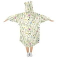 thumbnail image 2 of Dailycode Wearable Blanket Hoodie Oversized Sherpa Flannel Blankets with Pocket for 3-14 Year Old Watercolor Wildflower, 2 of 7