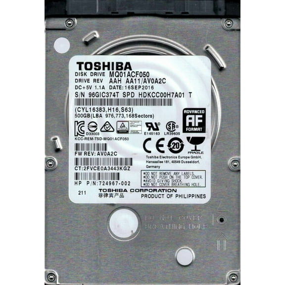 MQ01ACF050 AAH AA11/AV0A2C Philippines Toshiba 500GB Laptop Hard Drive