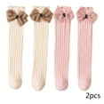 thumbnail image 2 of Esaierr Kids Girls Knee High Socks Long Socks Toddler Girls Cotton Socks for 2 Pairs 3-12Y, 2 of 8