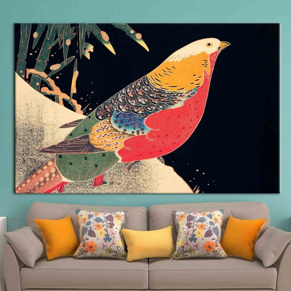 Japanese Artwork, Bird Artwork, Animal Printed, Japanese Art Bird Canvas, Animalistic Printed, Canvas Wall Decor - Rolled Canvas