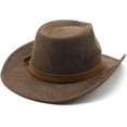 thumbnail image 4 of Unisex Western Suede Cowboy Cowgirl Hat Classic Wide Brim Fedora Hat for Men &Women, 4 of 6