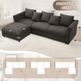 thumbnail image 5 of FamiTOP 110” Chenille 3 Seats Sofa with Movable Ottoman & Adjustable Armrests, Modern Sectional Sofa with Deep Seats, Upholstered L Shape Sofa with Comfortable Backrests for Living Room, Grey, 5 of 7