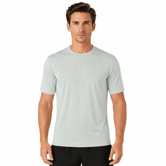 ZBORIBER Men's Quick-Dry Fit Gym Wicking Athletic Workout Short-Sleeve T-Shirts Sizes S-3XL,Silver