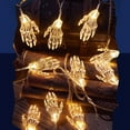 thumbnail image 2 of Luces de cadena de Halloween 20FT 40LEDs Esqueleto transparente en forma de mano Luces colgantes decorativas Impermeable Blanco cálido, 2 of 8