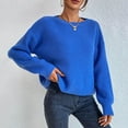 thumbnail image 3 of Women's Fashion Casual Crew Neck Pullover Long Sleeve Bolded Knit Sweater, Chunky and Warm, Great for Everyday Use and Seasonal Activities,Royal Blue,S, 3 of 6