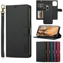 ELEHOLD for iPhone 15 Plus Case, Premium PU Leather Detachable Folio Cover RFID Blocking Card Slots Holder Magnetic Kickstand Full Protective Case with Wrist Strap for iPhone 15 Plus,Black