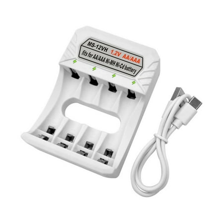 T-HOTLYST Intelligent 4-Slot USB C Charger for 1.2V AA/3A NiMH Batteries with LED Indicator Light Support Independent Charge