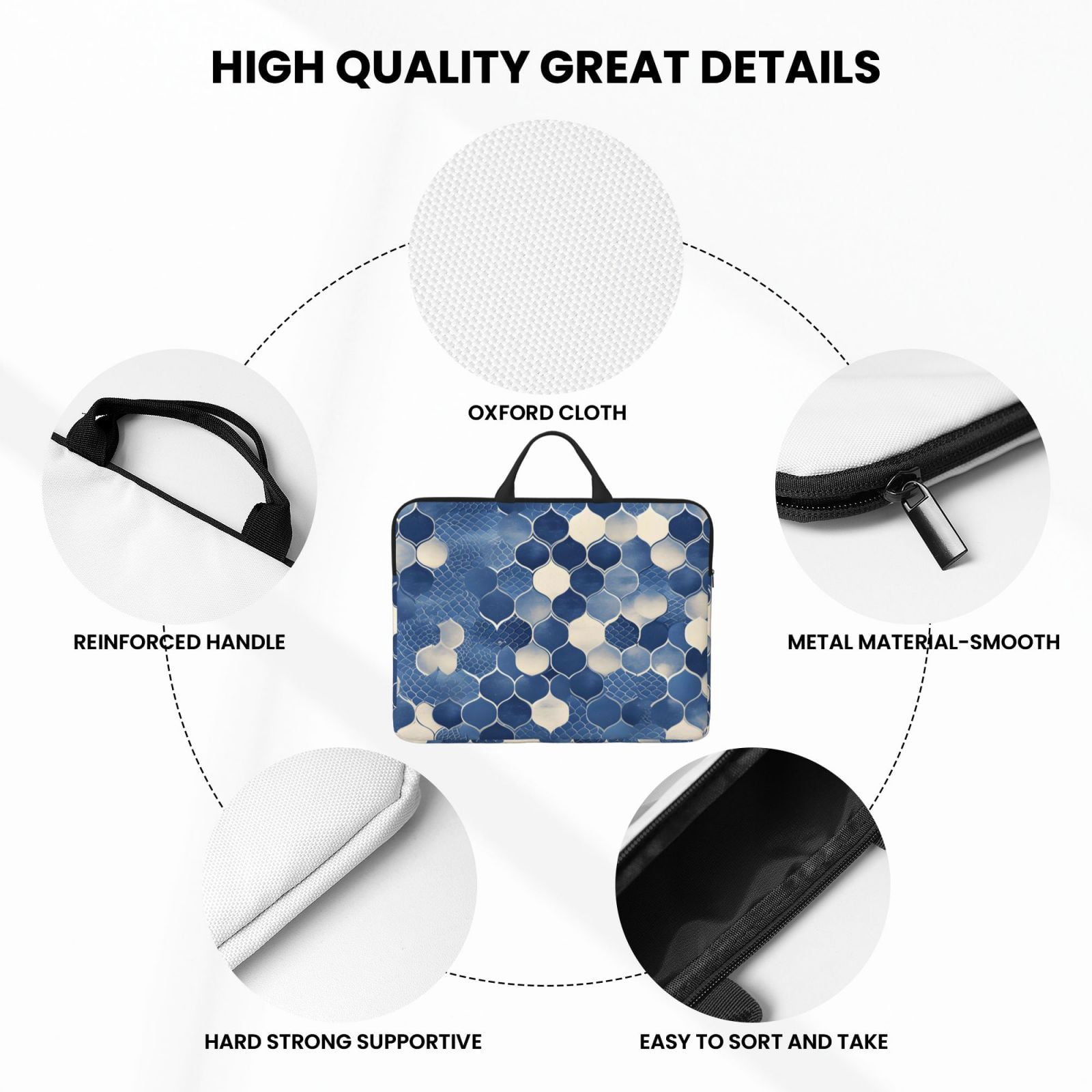 Laptop Sleeve Bag For Women Men 14inch Waterproof Durable Protective Computer Carrying Cover Handle Laptop Case Bag Snake Skin Print Style Doderblue_4