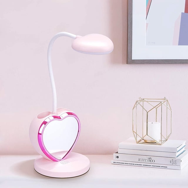 Lámpara De Escritorio Led Para Niñas, Lámpara De Mesa Amigable Con Los Ojos Con Portalápices, Puerto Usb Recargable, 2 Temperaturas De Color Para Estudiantes Adolescentes