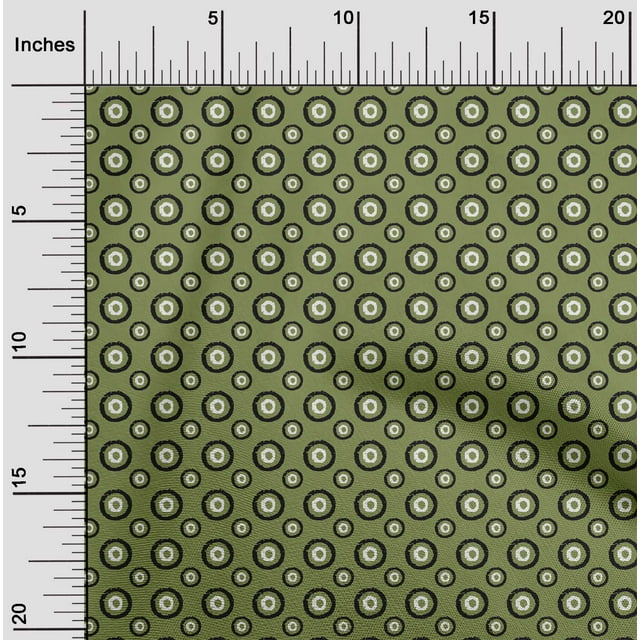 oneOone Georgette Viscose Fabric Circle Block Print Fabric BTY 42 Inch Wide