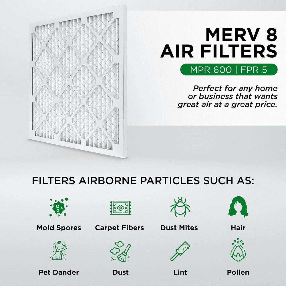16x25x1 Merv 8 Pleated AC Furnace Air Filters. 12 PACK