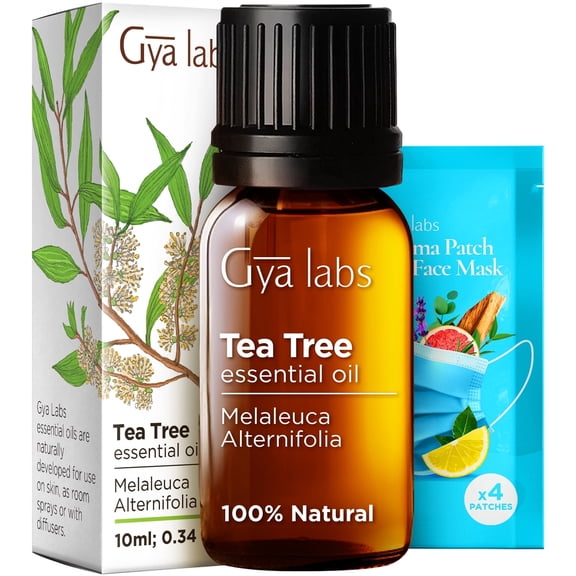 Gya Labs Australian Tea Tree Oil for Skin, Hair, Face & Toenails - Natural Melaleuca Tea Tree Essential Oil for Piercings, Scalp & Hair - 0.34 Fl Oz