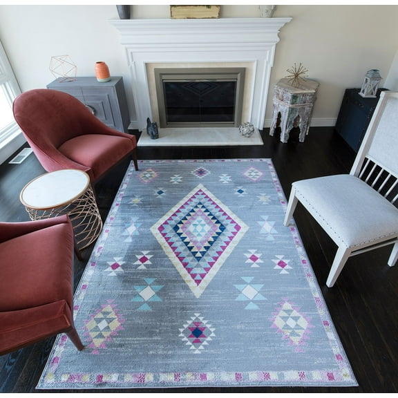 Soleil BR20A Sahara Dark Gray Tribal Moroccan Dark Gray Area Rug, 2'x4'