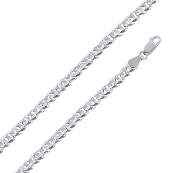 Sterling Silver 925 Bird Eye Diamond-Cut Curb 120 4.8mm Link Chain Made in Italy 24" Jewelry Female