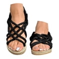 thumbnail image 3 of Mostsola Womens Sandals Casual Braided Slingback Flats Open Toe Cross Strap Sandals Dress Shoes, 3 of 8
