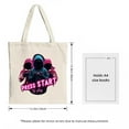 thumbnail image 3 of Vibrant Tote Bag with Gamer Design - Features Hoodie - Wearing Characters & Neon Pink ' PRESS START to play ' Text - Perfect for Shopping & Travel, 3 of 4