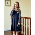 thumbnail image 3 of Arshiner Girls Polka Dot Mesh A-Line Dress Youth Long Sleeve Formal Party Dress with Side Pockets, 3 of 6