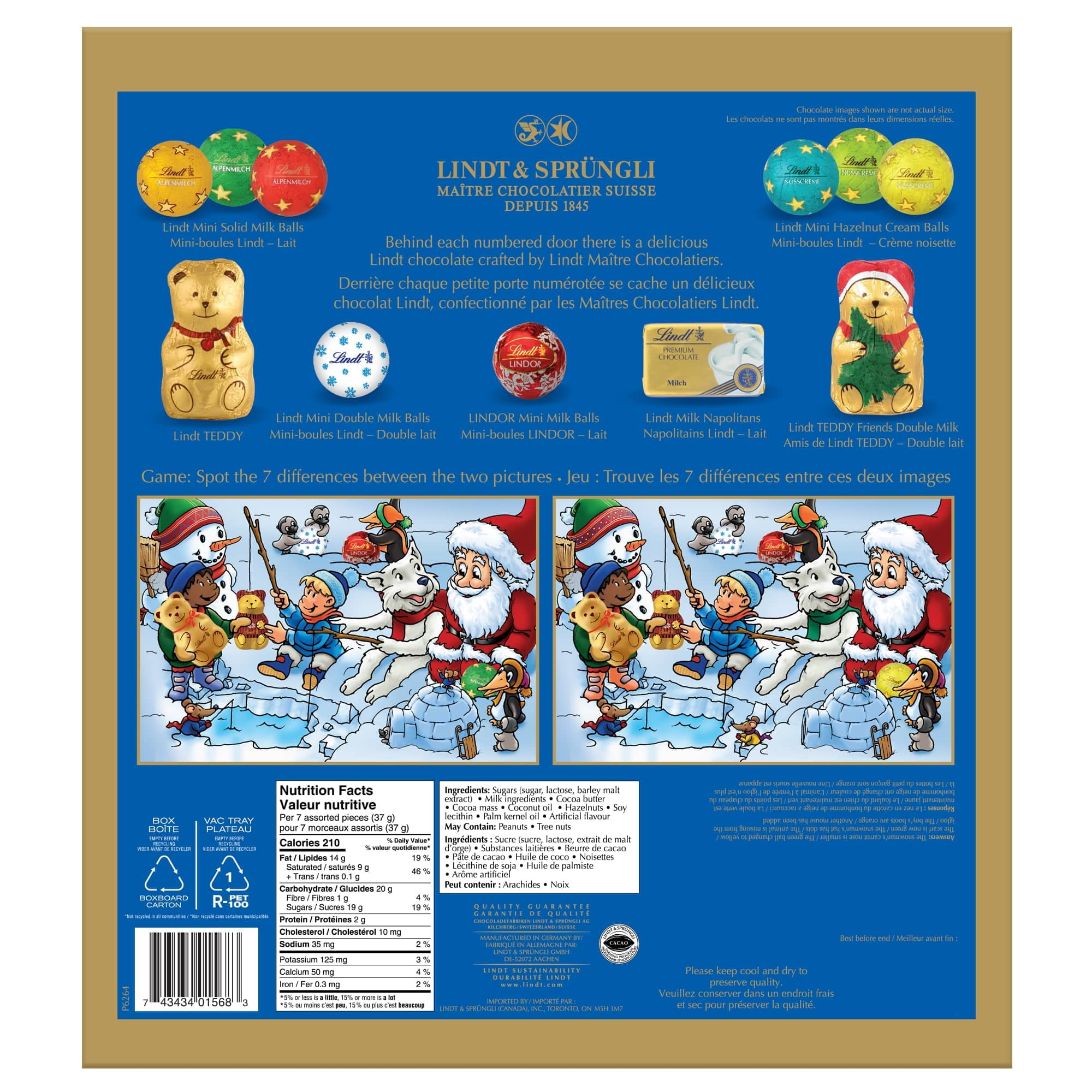 Lindt Kids Christmas Assorted Milk Chocolate Advent Calendar 128 Grams Christmas Chocolates