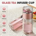 thumbnail image 2 of Double Wall Glass Tea Infuser Bottle Tumbler - 12oz/350ml Leakproof Travel Mug with Stainless Steel Filter for Loose Leaf Tea & Fruit Water, Hot or Cold Ready, Suit for Office Travel Home (silver), 2 of 7