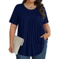thumbnail image 3 of KOITHOT Womens Plus Size Tops Tunic Short Sleeve Crew Neck Shirts Casual Soft Blouse 1X-5X, 3 of 6