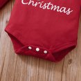 thumbnail image 4 of Bellafa Baby Girls Long Sleeve Xmas Ruffle Romper Floral Pants Headband Hat Sets 0-18 Months Infant Girls 4Pcs Outfits Clothes, 4 of 6