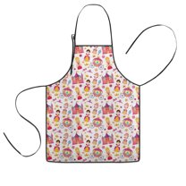 Colorful Princess Castle Carriage Pattern Kids Aprons for Girls and Boys,Adjustable Neck Strap Toddler Aprons for Kids Cooking Baking