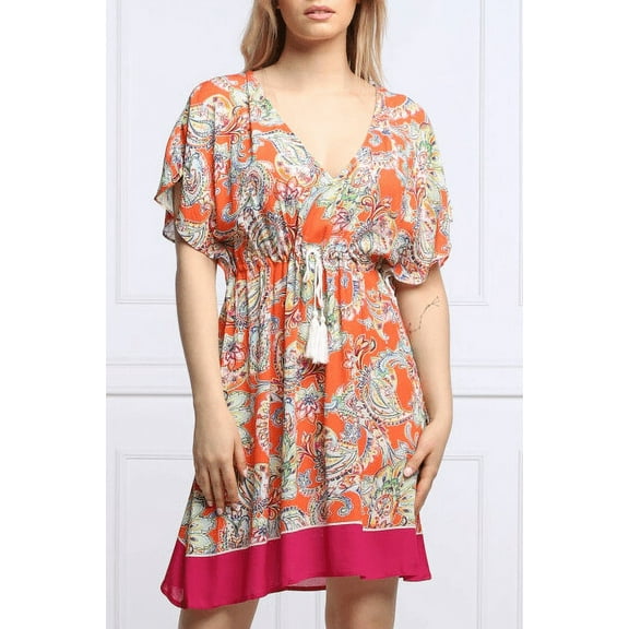 Lauren Ralph Lauren Multi Paisley Flutter Sleeve Cover-Up Dress Multicolored XL US 16-18