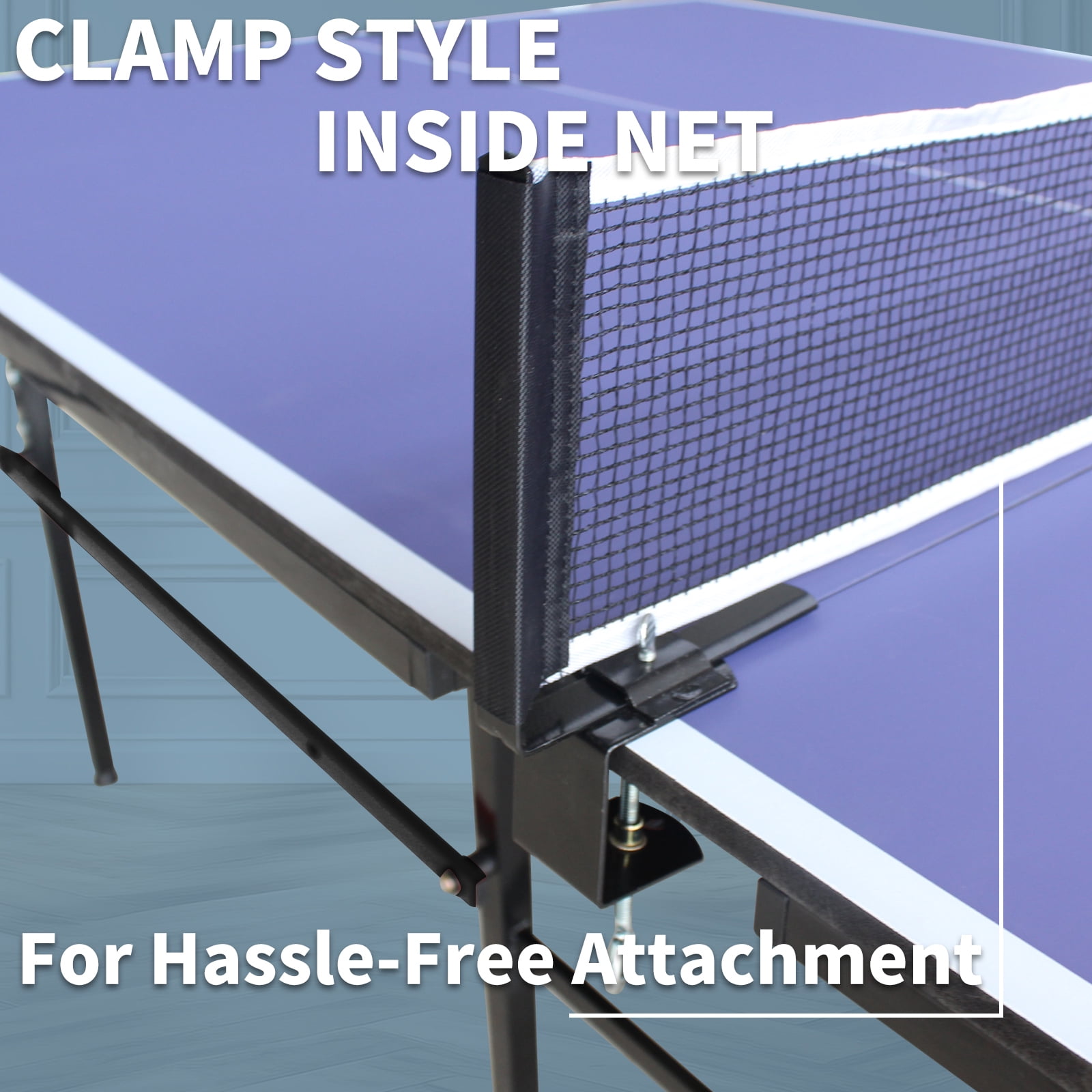 KL KLB Sport 8.5*4. 3ft Foldable Ping Pong Table with Wheels, Table Tennis Table with Net, Paddles & Balls for Indoor, Blue