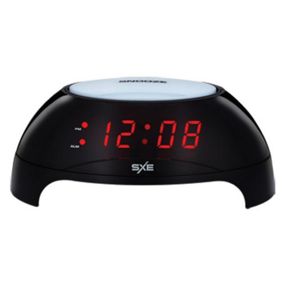 SXE Time Capsule Alarm Clock with White LED Display and with USB Charging Port, 7.35W x 2.5D x