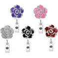 thumbnail image 3 of Flower Badge Holder, Luxury Rose Flower Diamond Badge Reel with Alligator Clip, Glitter Rose Flower ID Card Badge Reel for Nurse, 3 of 7