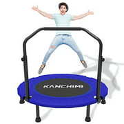 Kanchimi 40" Folding Mini Fitness Indoor Exercise Workout Rebounder Trampoline with Handle, Max Load 330lbs?Blue