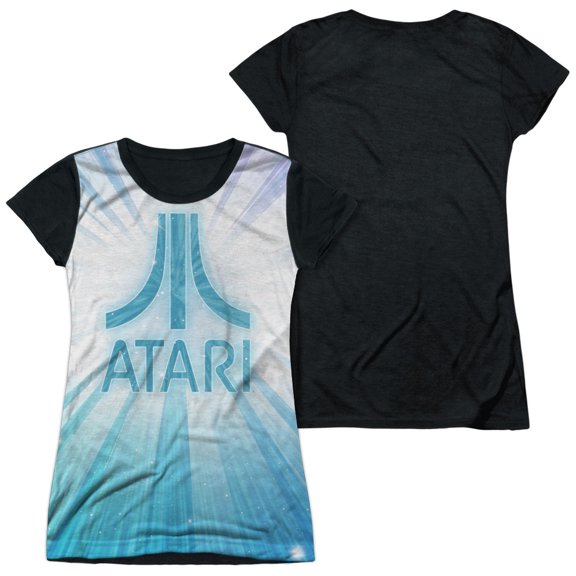 Atari - Burst Logo - Juniors Teen Girls Black Back Sleeve Shirt - Medium